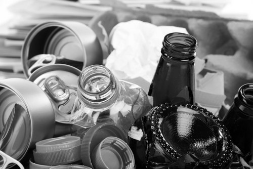 Van and crew arriving at a commercial site for waste collection